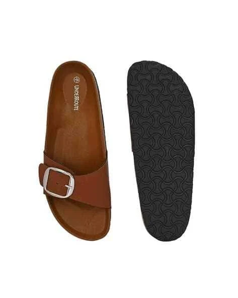 UNDERROUTE Women Flat Sandals with Synthetic upper For Women (Tan, 3) - Image 4